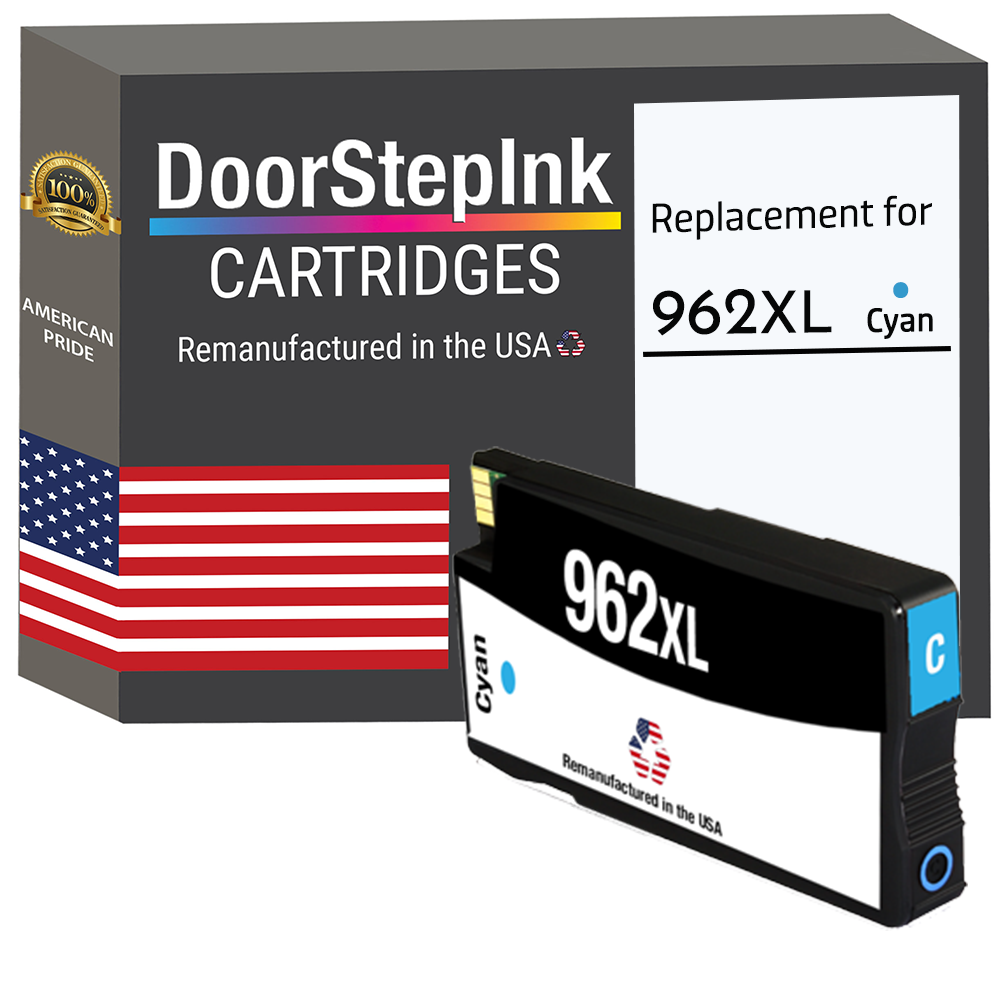 DoorStepInk Brand for HP 962XL (3JA00AN) Cyan Remanufactured in the USA Ink Cartridge, 3JA00AN