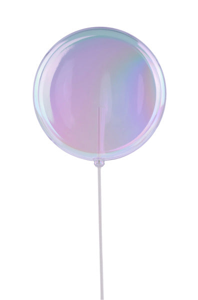 200MM LOLLIPOP W/STICK, 19"OAL CLEAR IRIDESCENT-0
