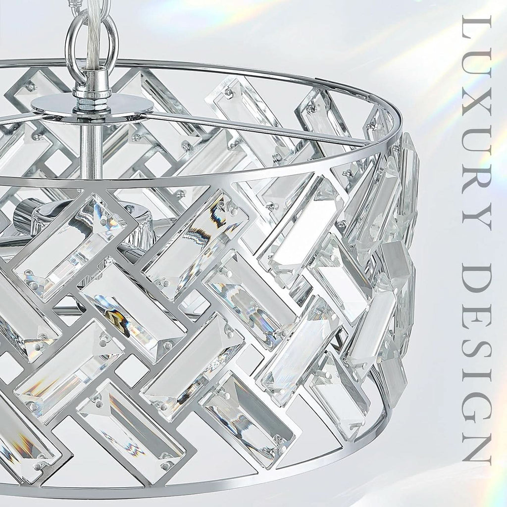 Chrome Crystal Chandelier 12 Inch Light Semi Flush