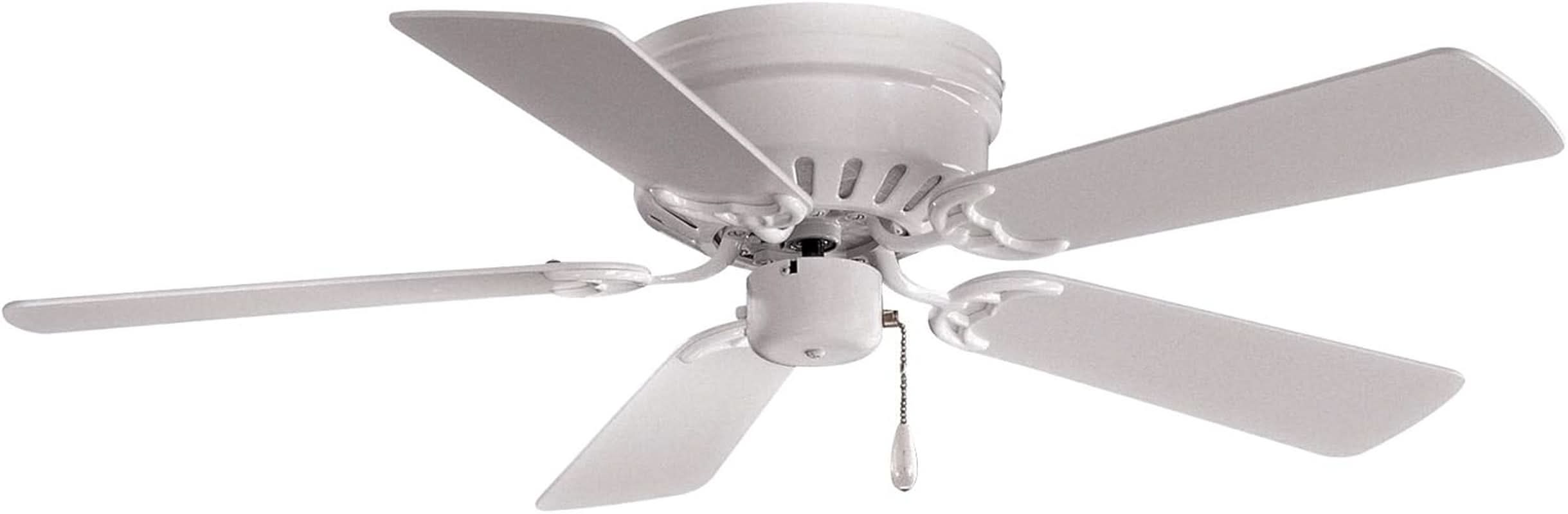 42 Inch White Flush Mount Ceiling Fan With Quiet Motor