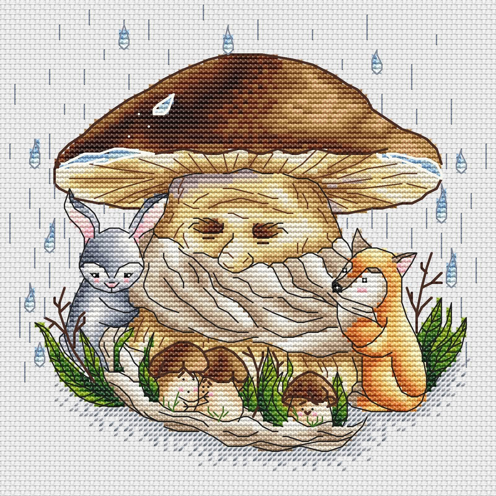 Mushroom Rain  - PDF Cross Stitch Pattern
