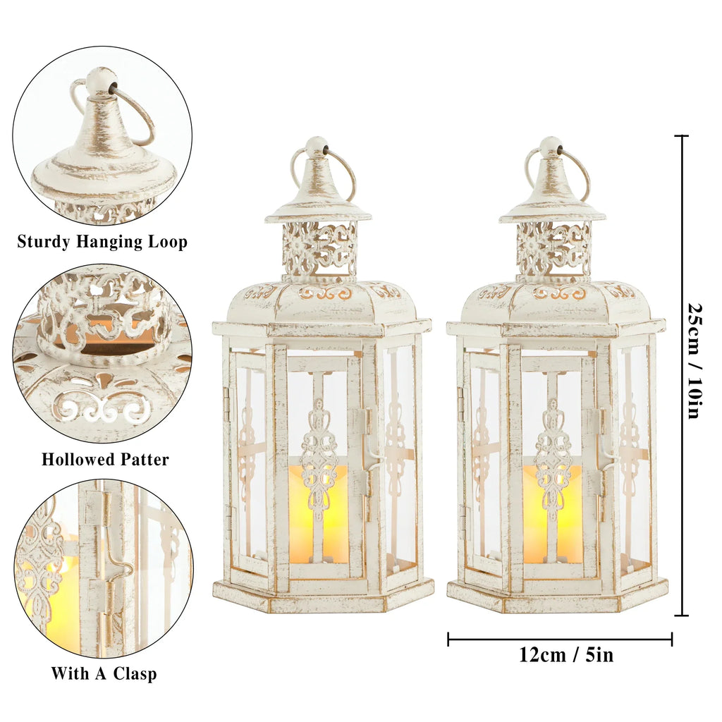 10 inch High Vintage Style Hanging Lantern（Set of 2 ）-4