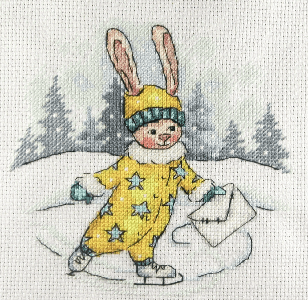 Winter Rabbit on Skates - PDF Cross Stitch Pattern